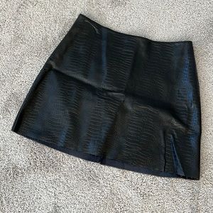Black Faux Leather Snake Skin Mini Skirt